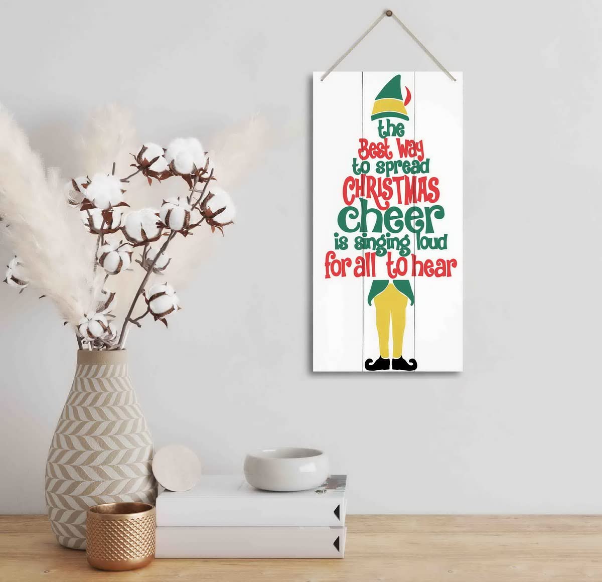 The Best Way To Spread Christmas Cheer, Winter Seasonal Wall Art Hanging Wooden Sign Merry Xmas Holiday Decorations for Home Outside Indoor