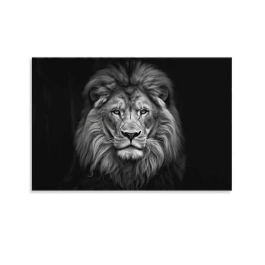 FeoYoed Wall Art Posters Lion Wild Animal African Lion On Black Background Modern Aesthetic Decor Prints for Bedroom Living Room Office with Premium Fade Resistant Canvas 12x18inch(30x45cm)