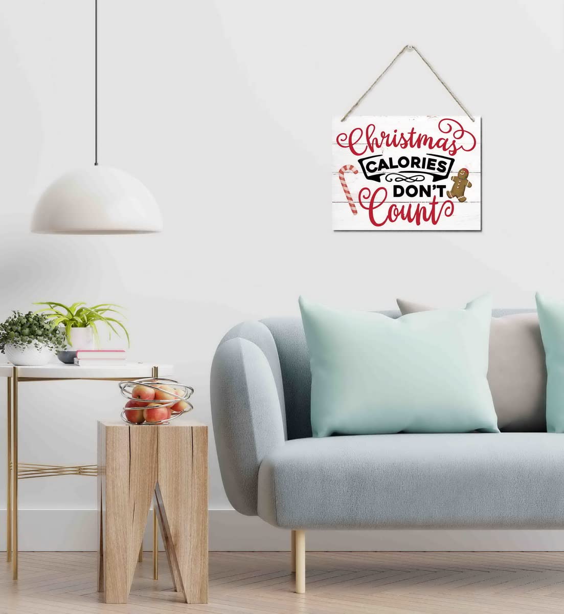 Humorous Christmas Wooden Door Hanging Sign, "Christmas Calories Don't Count", Merry Xmas Sign, Party Supplies Favors, Xmas Gift 10 X 7.8 in