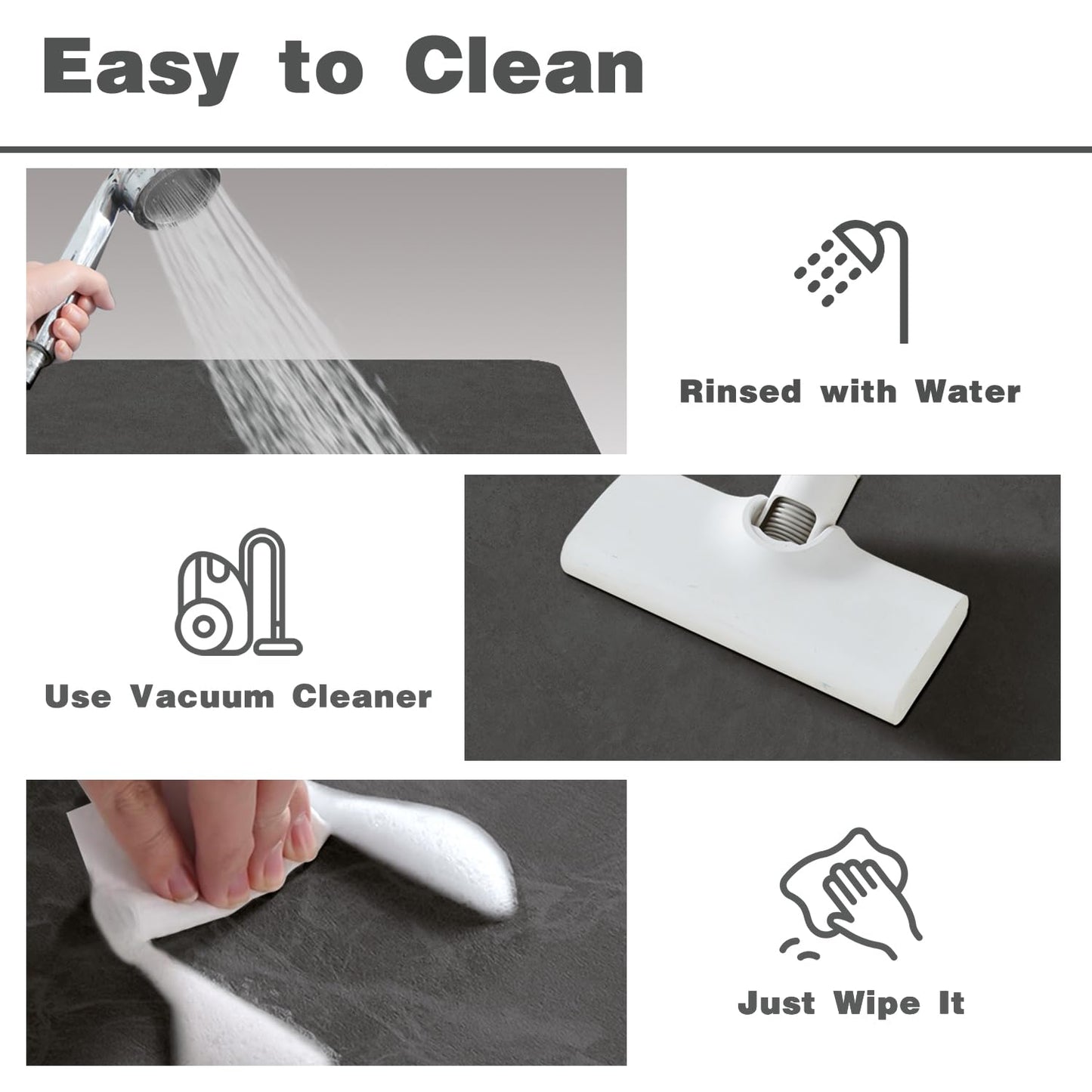TYUU Bath Mat, Bathroom Rugs Non Slip Washable Thin Absorbent Quick Dry Bath Mat Fits Under Door Bathroom Floor Mat Perfect for Bath, Shower, or Sink 16"x24" Dark Grey