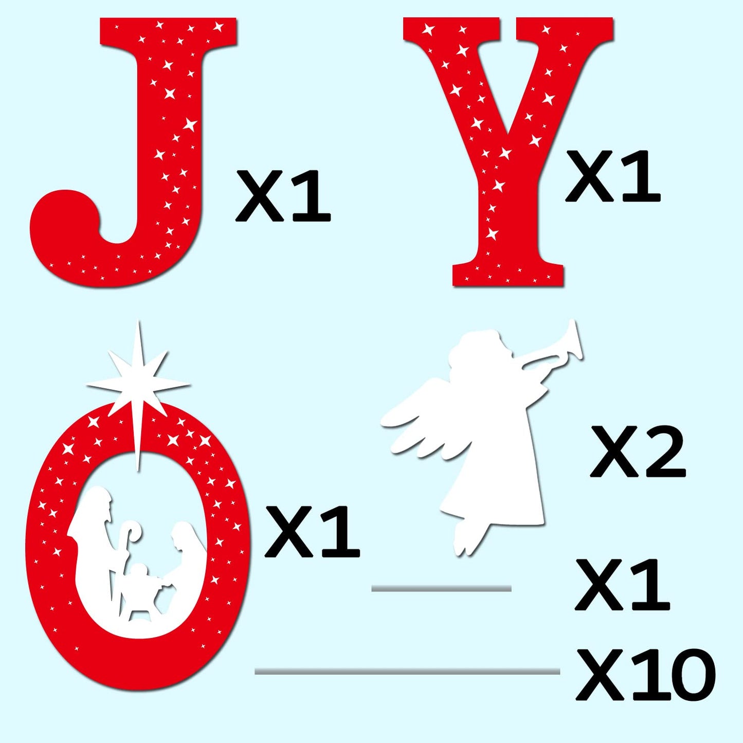 Outdoor Christmas Decorations -Joy Nativity Sets for Christmas Outdoor Xmas Nativity Lawn Religious Scenes Yard Decor with Stake for Home Lawn Pathway Walkway, Red, White