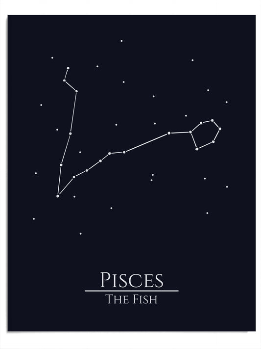 Zodiac Wall Art – Pisces Constellation Poster 11x14, Astrology Wall Art Print in Midnight Black – Pisces Zodiac Sign Gift for Women or Men, Celestial Bedroom or Office Decor, Unframed