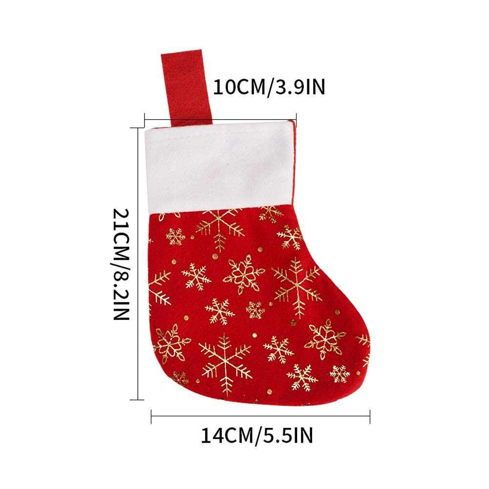 CCINEE 24PCS Christmas Stockings Decoration Snowflakes Stocking Red Fannel Faux Fur Xmas Stockings for Home Decor Fireplace