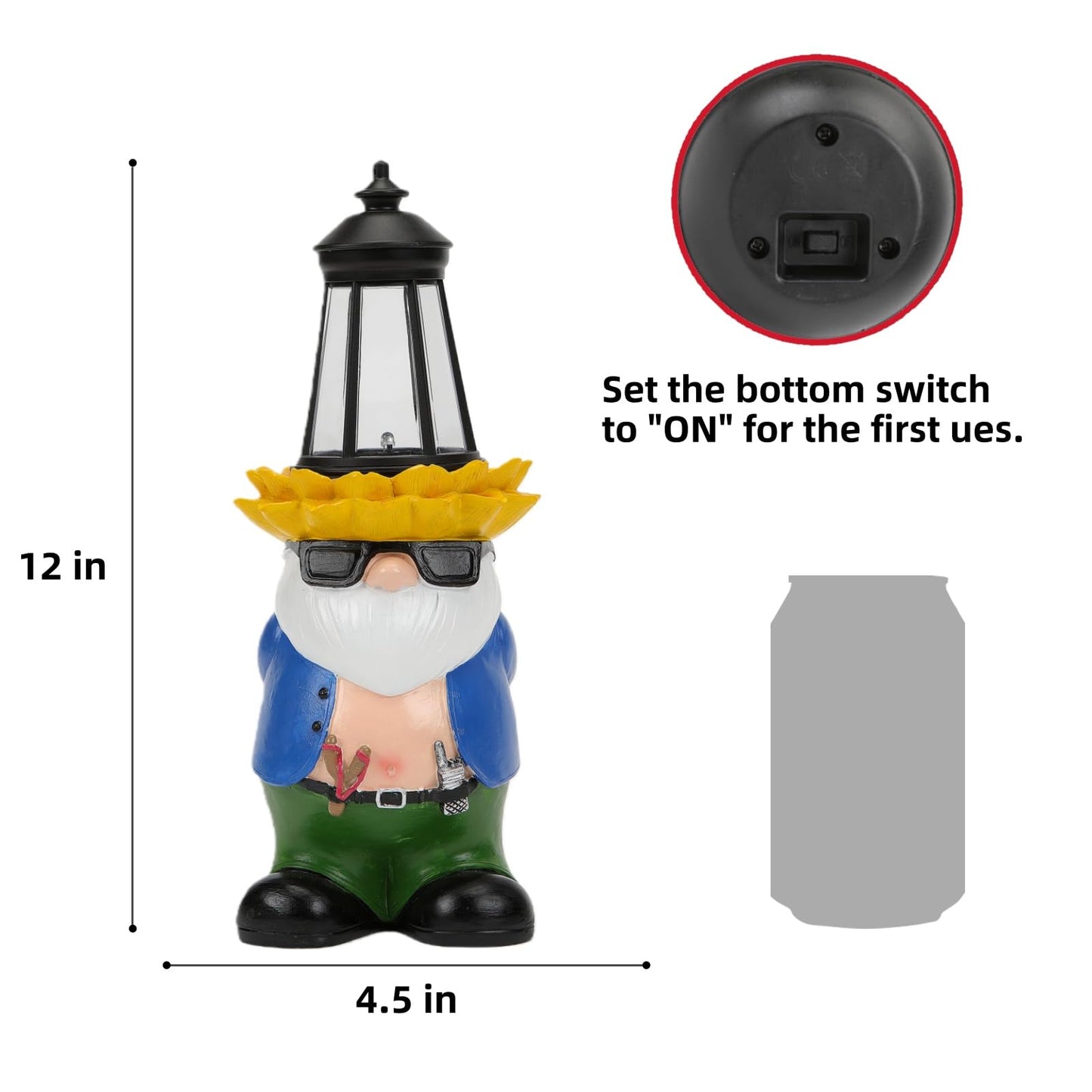 LEGIFO Garden Gnome Statue with Solar Lantern Lights Guardian Sculptures Outdoor Decorations Patio Lawn Yard Garden Decor Large Figurine Gifts for Women Mom