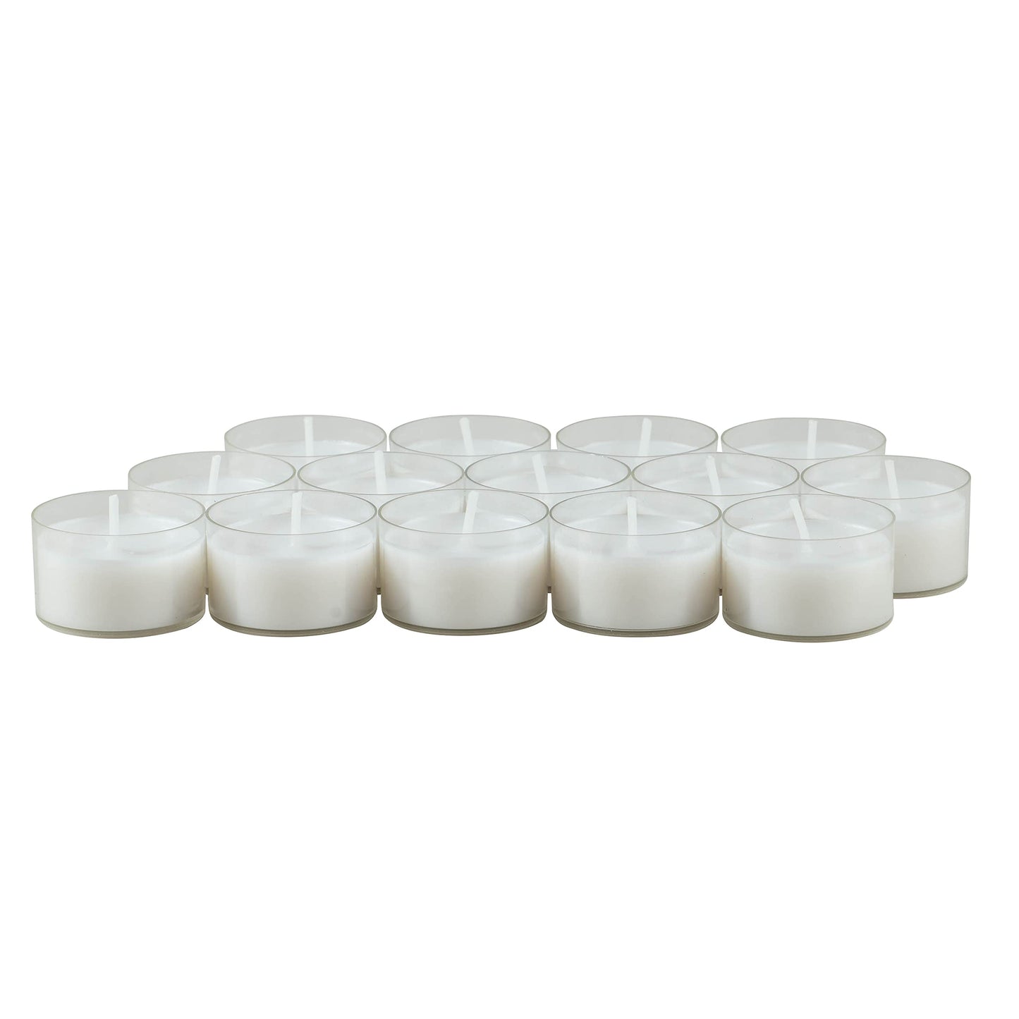 Stonebriar 96 Count White Unscented Smokeless Long Burning Clear Cup Tea Light Candles with 6 to 7 Hour Burn Time