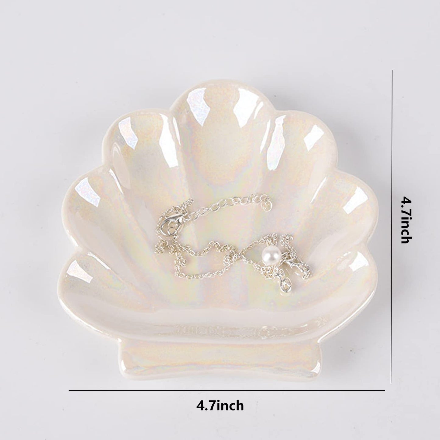 TIGERMILLION Shell Trinket Dish, Ceramic Ring Holder/Jewelry Tray, Cute Organizer Plate Vanity Decorations Accessories for Home Décor Bathroom Valentine's Christmas Birthday Mothers Day Gift for Women