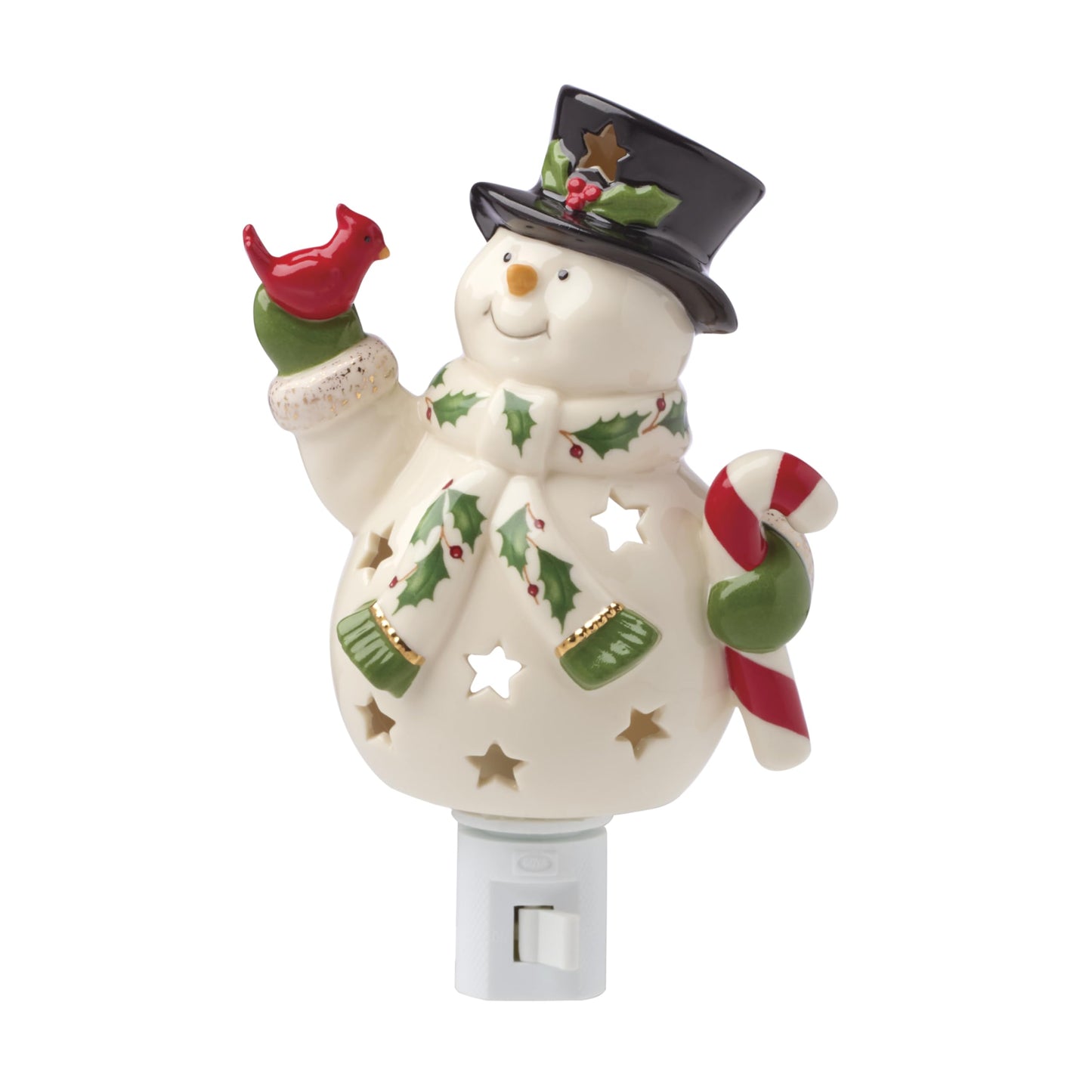 Lenox 897958 Happy Holly Days Snowman Night Light, Christmas Decorations, Decor