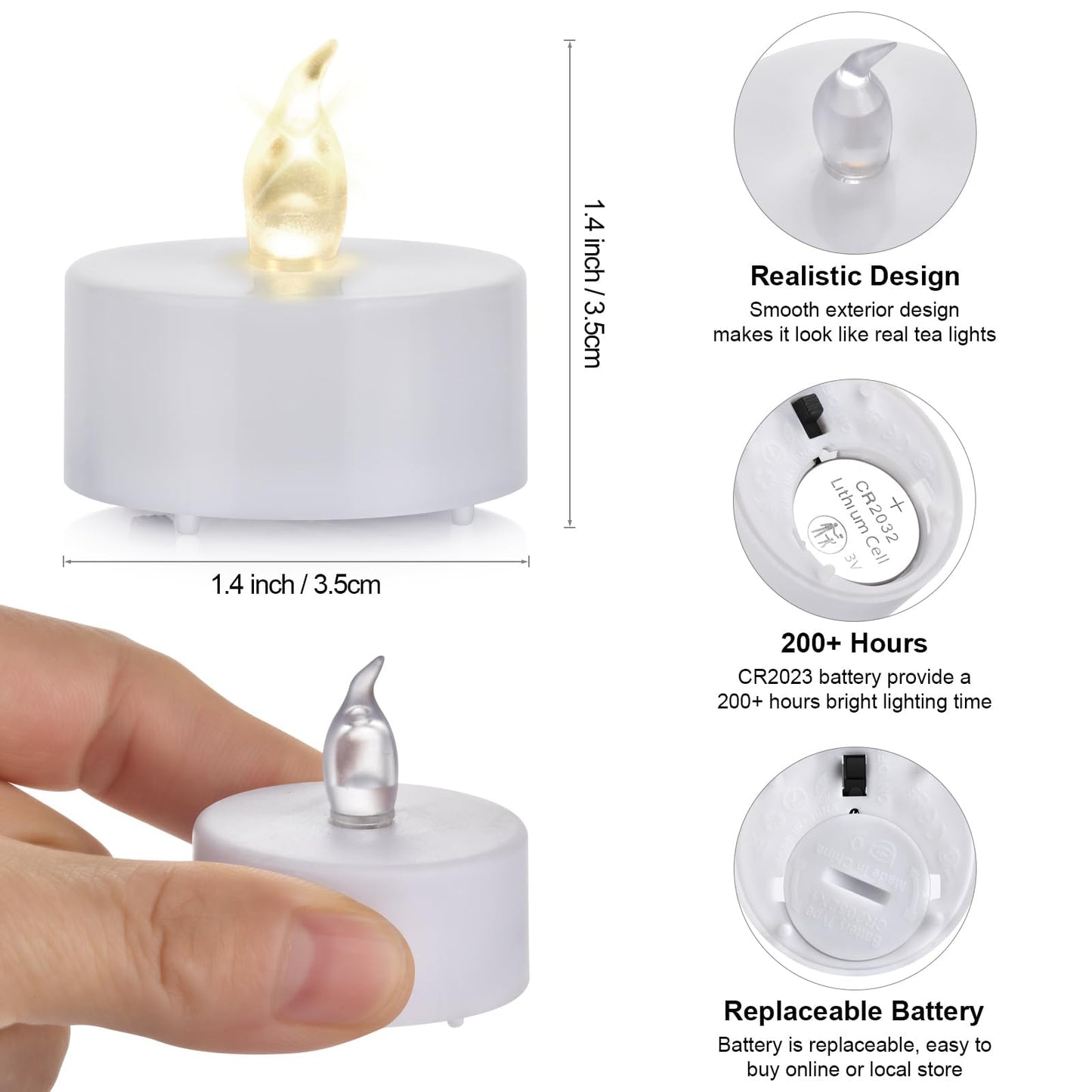 Hanzim Battery Operated LED Tea Lights: 24PACK Flameless Votive Candles Lamp Realistic and Bright Flickering Holiday Gift Long Lasting 200Hours for Seasonal & Festival Celebration Warm White