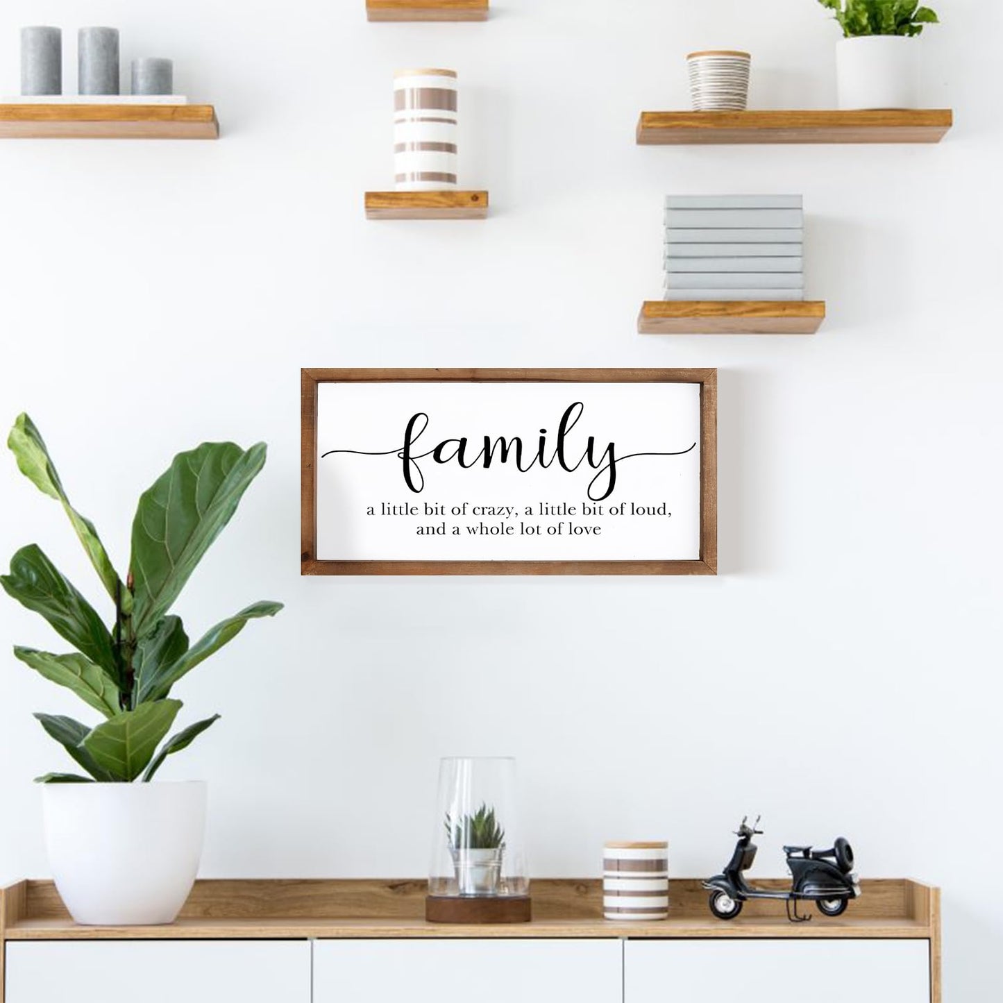 MODE HOME Family Sign for Home Decor, Farmhouse Family Wall Decor with Wood Frame for Wall, Kitchen, Living Room, Bathroom, Bedroom