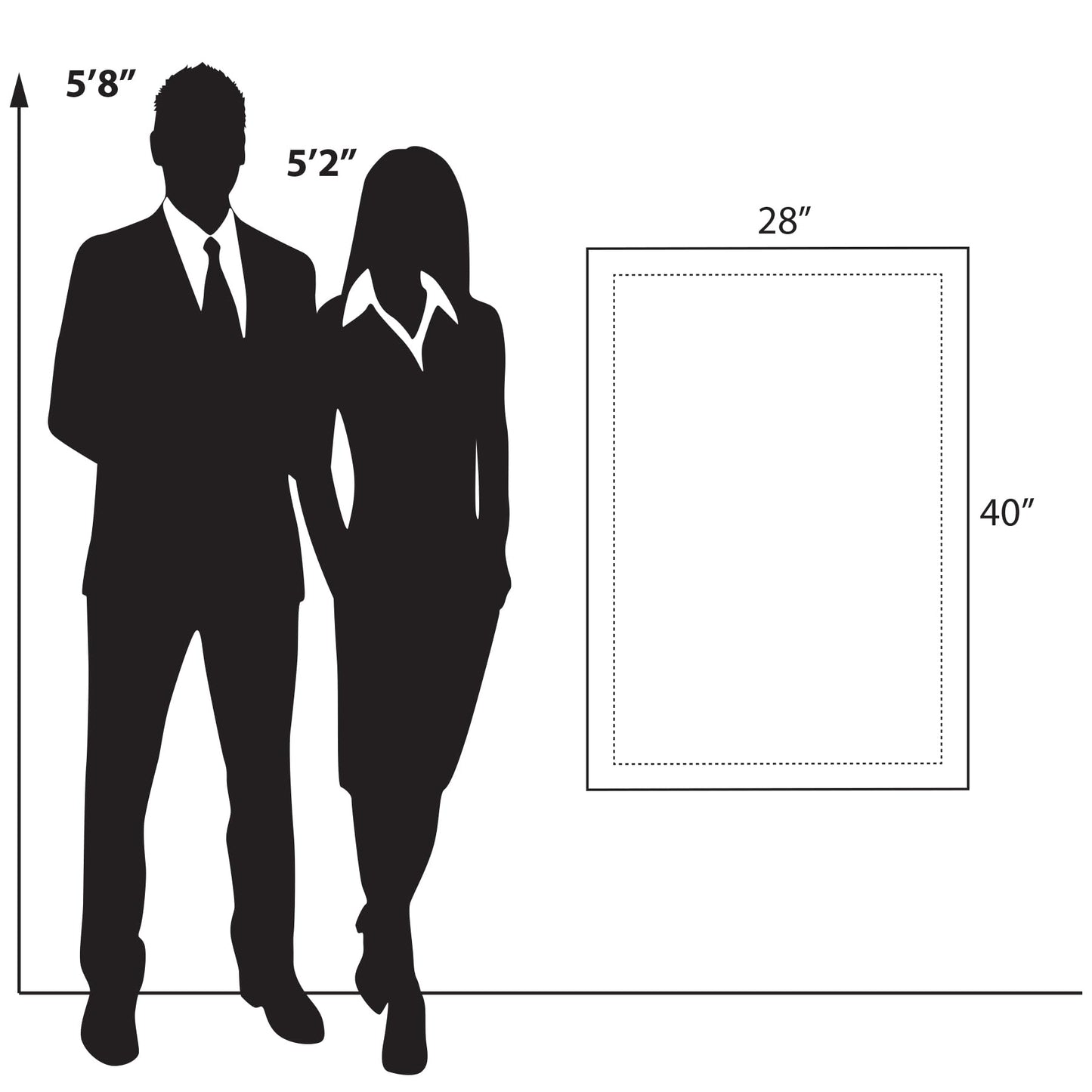 Azar Displays 105536-BLK Acrylic Floating Double Panel Wall Frame, 24" x 36" Graphic Size, Overall 28" x 40", Black