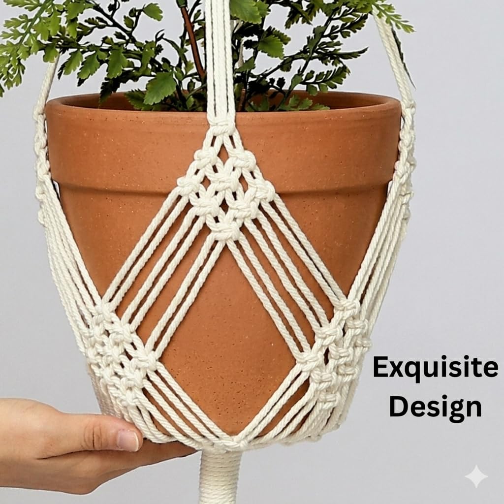 Shineloha 2 Pack Macrame Planter Hanger for up to 8" Pot, Indoor Hanging Planter | Plant Hanger Indoor, Hanging Plants Holder Basket | No Plant or Pot Included