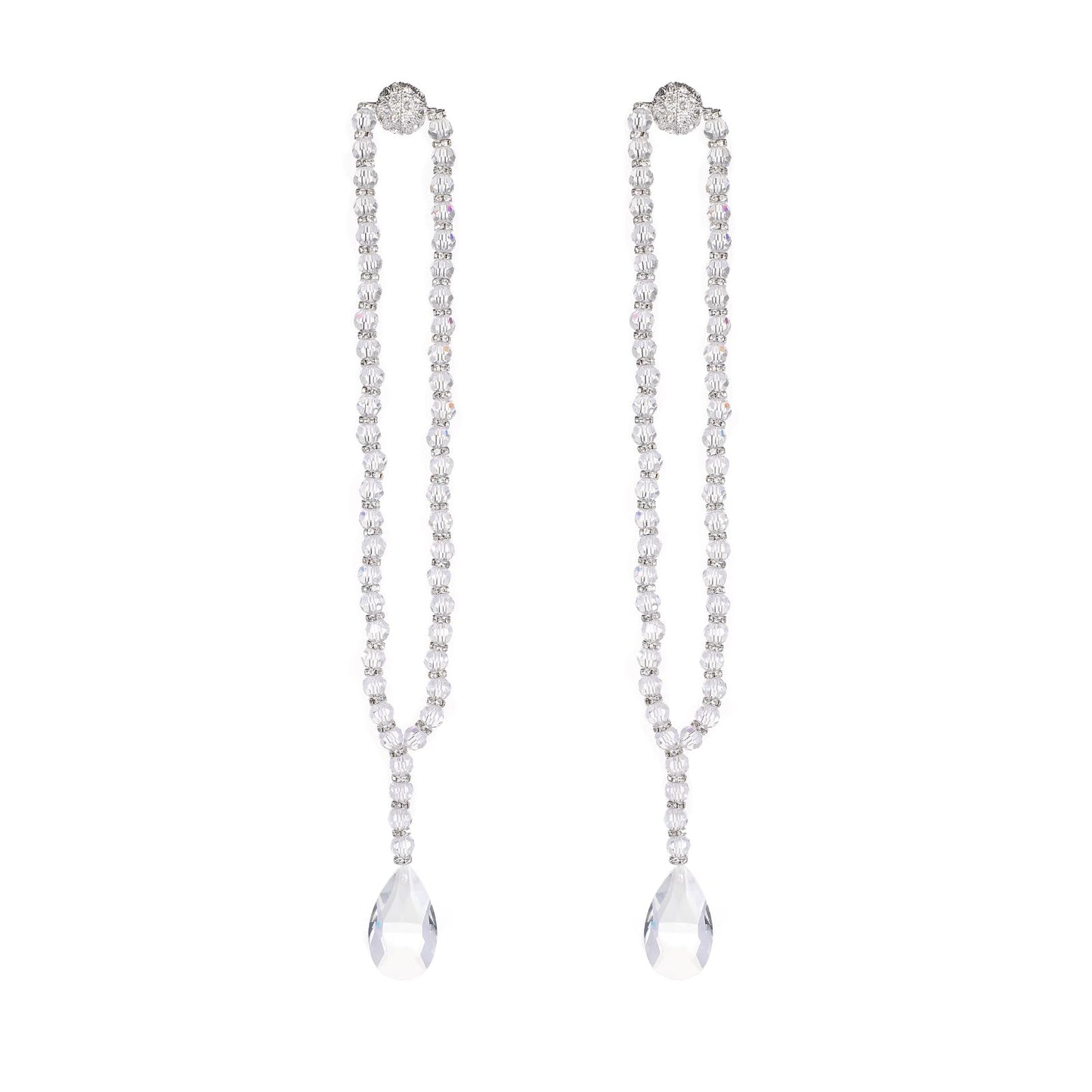 SUQ I OME 1 Pair of Luxury Crystal Beaded Magnetic Curtain Tieback and Holdback Curtain Clips Curtain Buckle Curtain Holder Blingbling Curtain Holdbacks for Drapes,Crystal