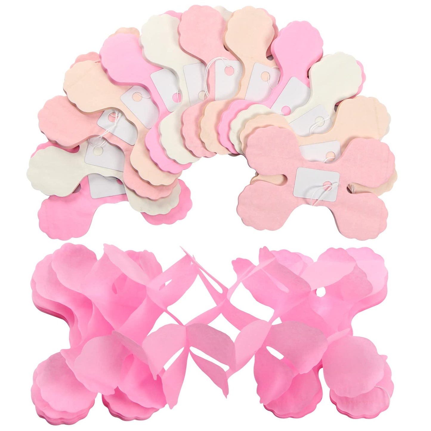 Pink-White Peach Party-Decorations Streamers Garland - 157Ft Four-Leaf Clover Hanging Banner,Wedding Girl Birthday Baby Bridal Shower Engagement Bachelorette Decor Hugtmr