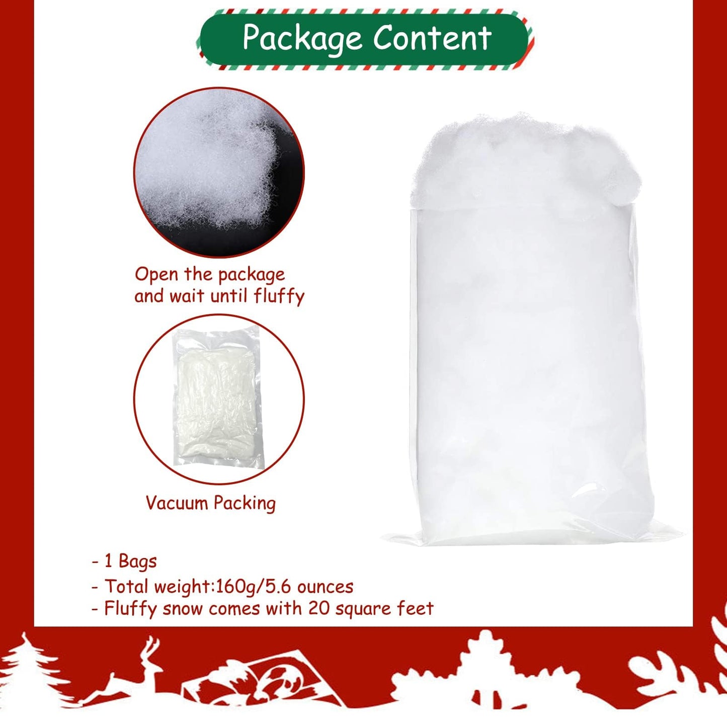 Apragaz Christmas Fake Snow Decoration, Artificial Snow Fluffy Fake Snow Decor, Flame Resistant Indoor Snow for Winter Village, Nativity, Christmas Tree, Christmas Decoration(5.6 OZ)