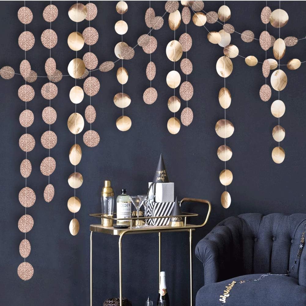 Cheerland Gold Party Decorations Circle Garlands Gold Birthday Decorations Banner Hanging Streamer Backdrop Decor for Bday Bridal Bachelorette EID Graduation NYE New Year Eve Party Supplies