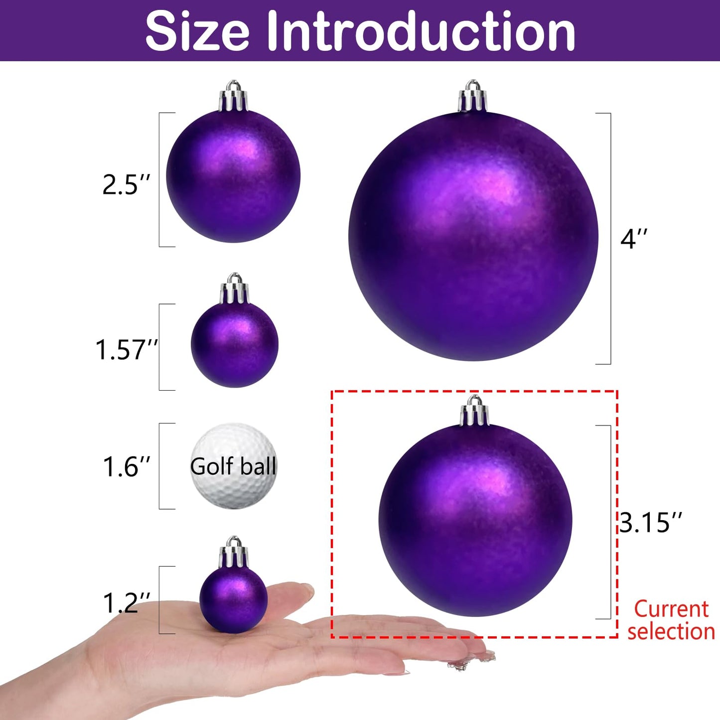 Emopeak 16Pcs Christmas Balls Ornaments for Xmas Tree - 3.15 Inch Large Shatterproof Christmas Tree Decorations Hanging Ball for Holiday Wedding Party Decoration