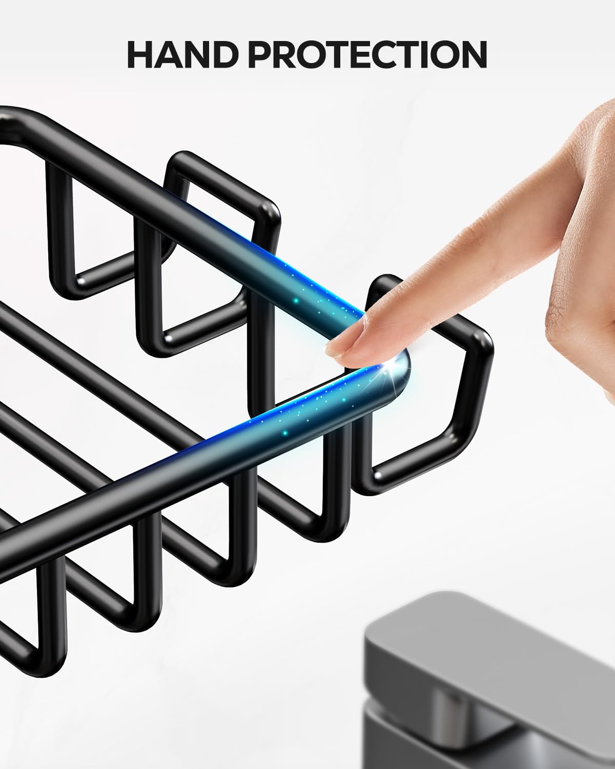 Nieifi Soap Dish Holder with 4 Hooks Stainless Steel Black Adhesive for Shower, Bathroom