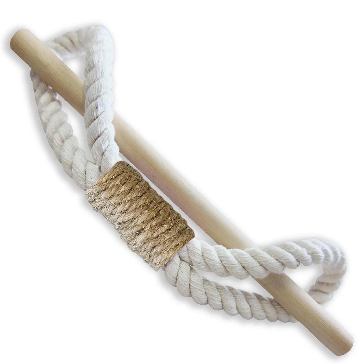 Curtain Tiebacks Rustic Holdbacks for Drapes, Farmhouse Tie Backs for Curtains, Cotton Jute Rope with Wood Club, Natural Boho Decor Shabby Chic Drapery Holder, Pack-2