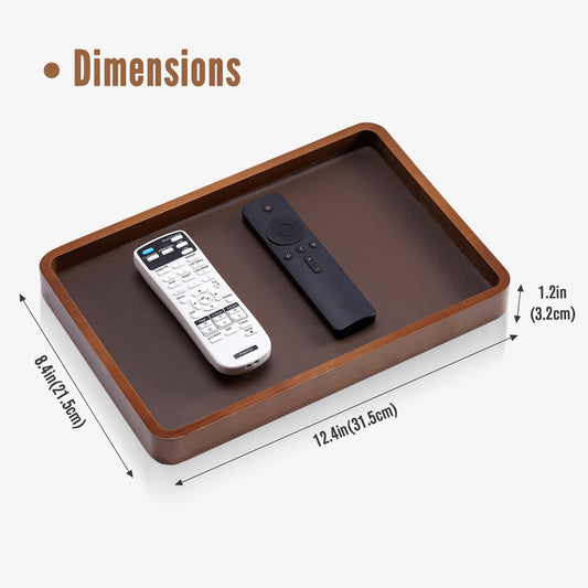 ProCase Wooden Valet Tray for Men, Wood Catch-All EDC Organizer, Nightstand, Entryway Bedside Dump Holder, for Wallets, Keys, Watches, Phones, Loose Change, Trinkets -DarkBrown
