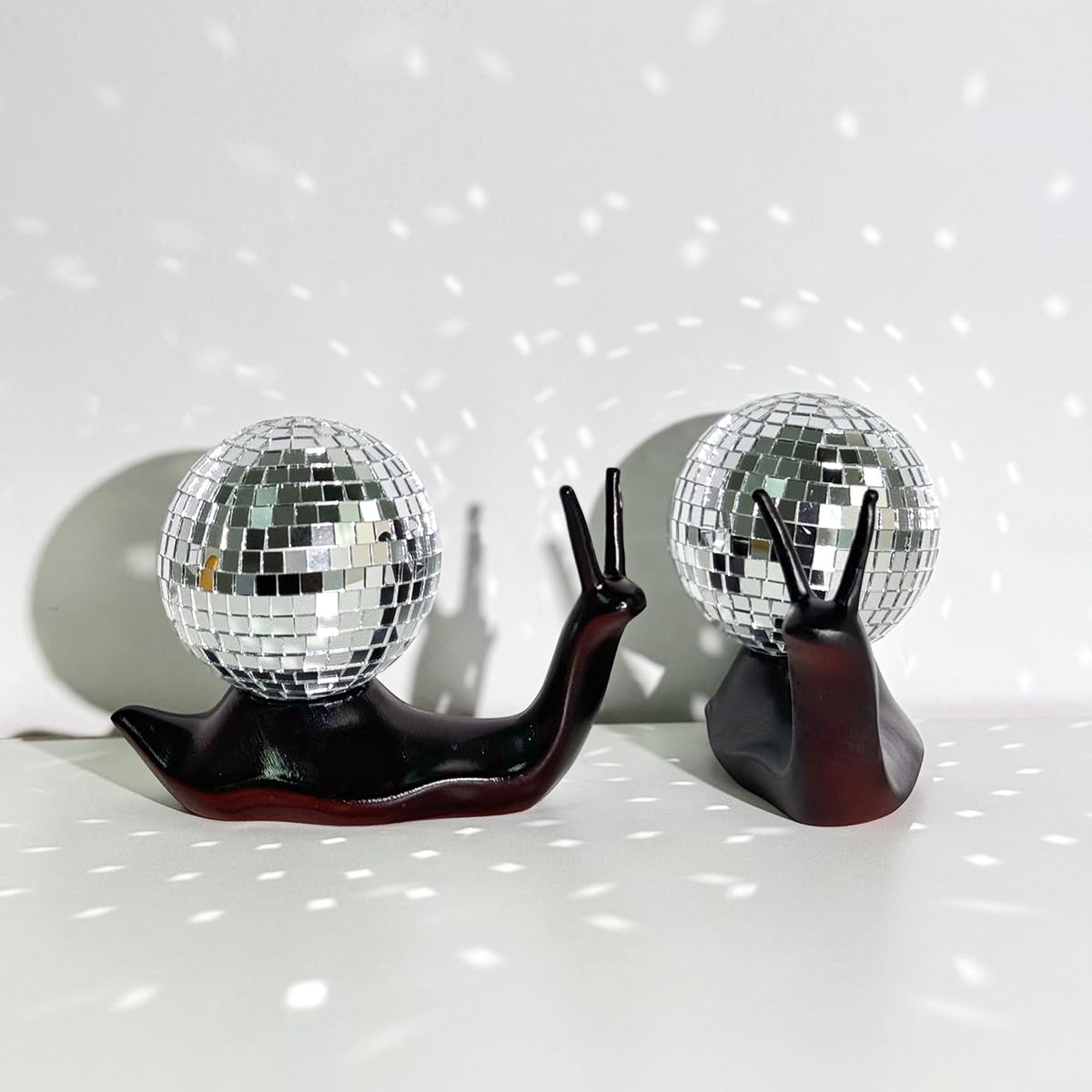 Black Disco Snail Handmade Disco Ball Snail Figurine Home Ornaments Aesthetic Room Decor Funky Decor Sculptures and Figurines Table Ornaments Shelf Office Display Unique Gift Disco Art