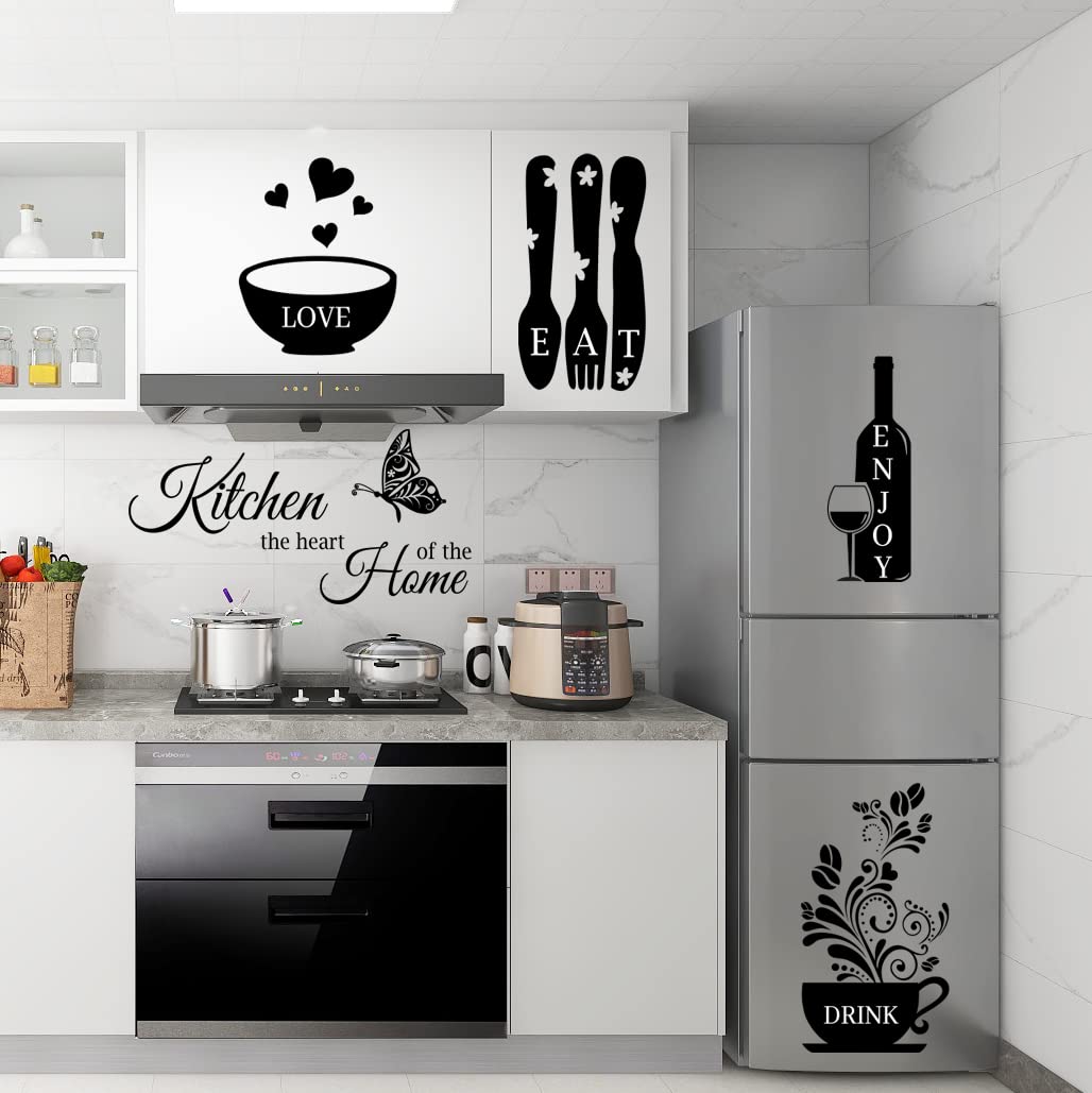 Kitchen Wall Stickers - The Heart of The Home Quotes Decals, Vinyl Wall Sign Art Decor for Dining Room and Living Room