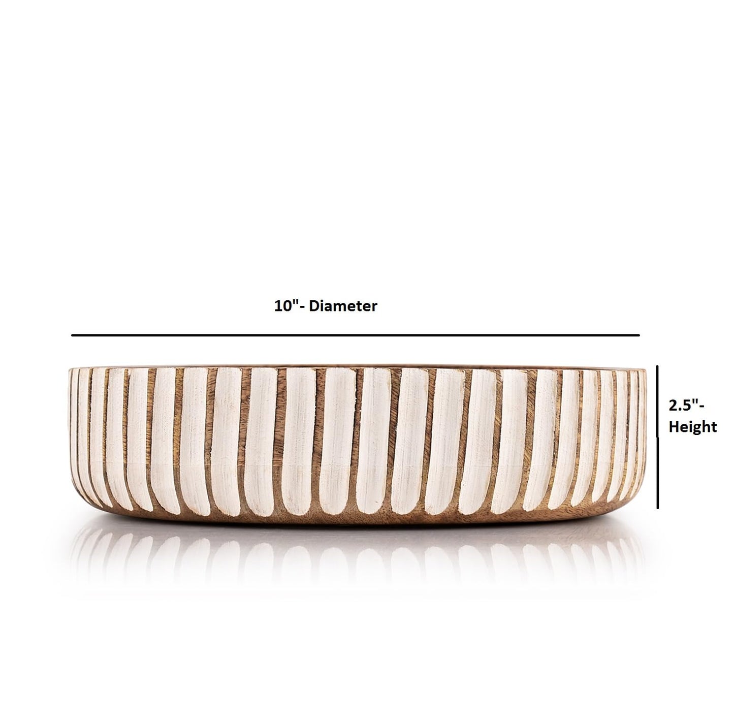 Kimona Fruit Bowls Wood Fruit Bowl or Decorative Bowl for Table Décor for Kitchen Counter or Farmhouse Christmas Centerpiece (10" X 10" X 2.5")