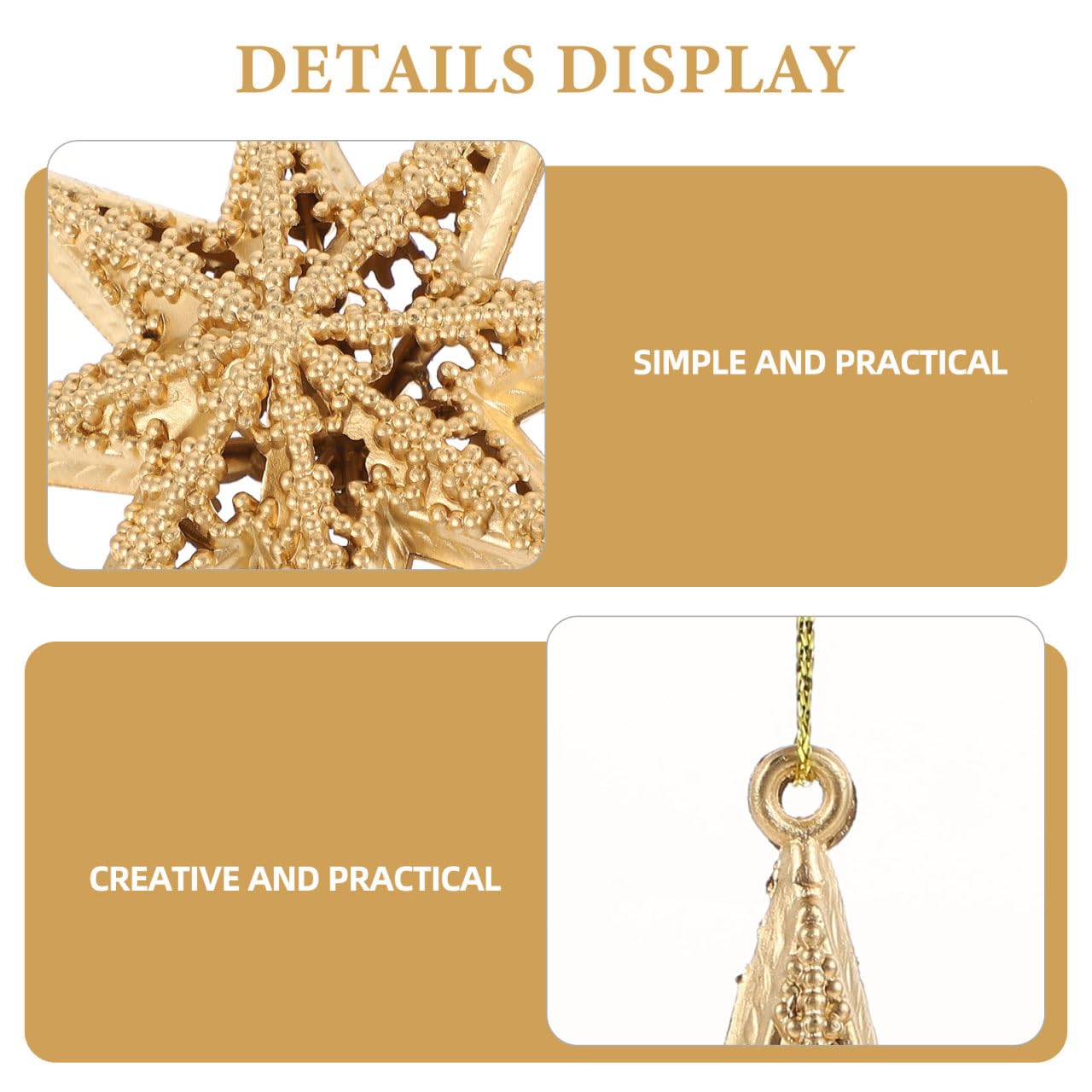 Garneck 12 Pcs Christmas Star Ornaments, Mini Eight-Pointed Star Pendants, Golden Plastic Decorations for Christmas Tree, 3.38 x 3.22 x 2.36 Inch