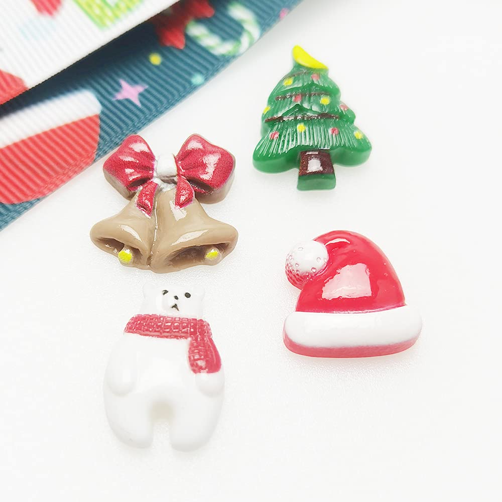 LibiIine 100pcs Mix Lots Flatback Resin Buttons Flat Back Scrapbooking Resin Flatback Craft (Christmas Lots)