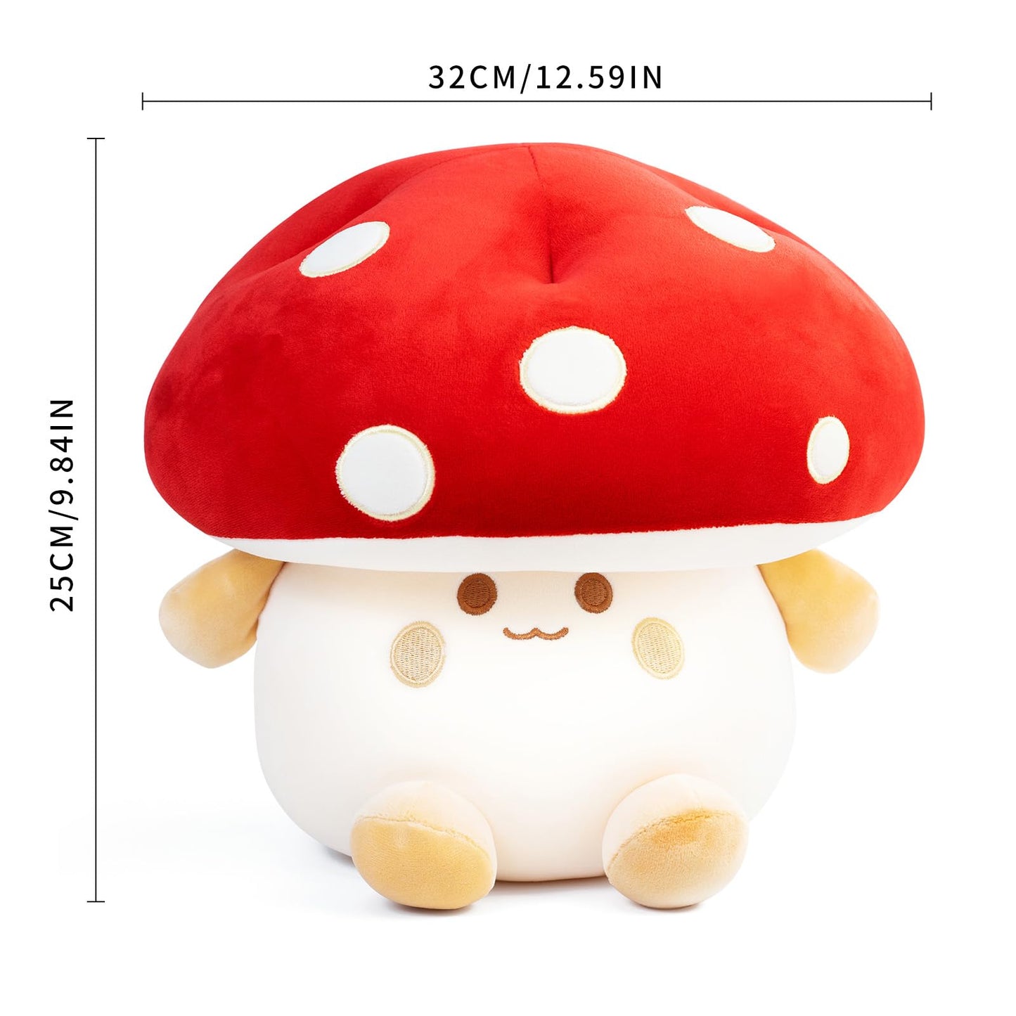 Nuokin Mushroom Plush Toys 12 inch Cute Stuffed Mushroom Pillow Stuffed Toy Birthday Present Home Decor Halloween for Kids (Red)