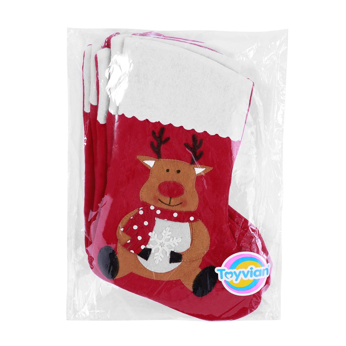 Christmas Holiday Stockings Christmas Hanging Bags 6PCS Red Felt Xmas Tree Decorations Santa Snowman Reindeer Treat Bag