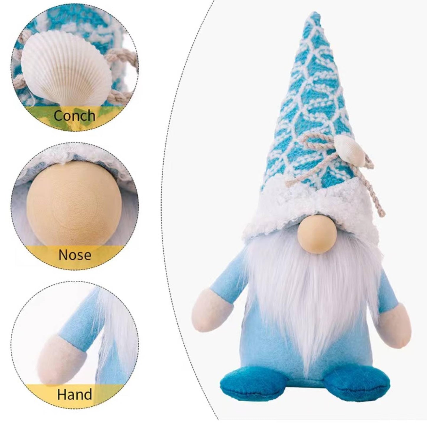 ALYRMEI Summer Gnomes Decorations, Beach Gnome Plush Decor for Home Ocean Day Gnomes Tiered Tray Decor Handmade Tomte Swedish Nisse Scandinavian Elf Dwarf,Birthday Gnome Gifts, White