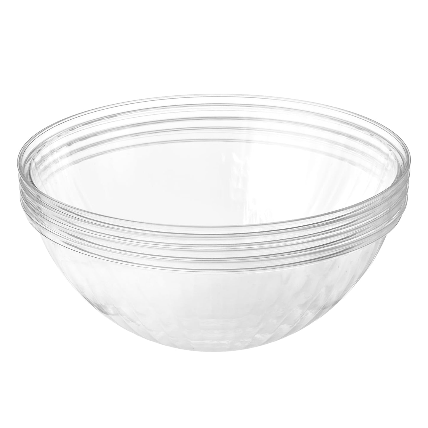 Prestee 4 Pack Clear Plastic Serving Bowls 150 Oz - Large Round Punch Bowl and Plastic Bowls for Parties, Salads, Chips, and Catering - Durable Disposable Serving Bowl for Events and Buffets