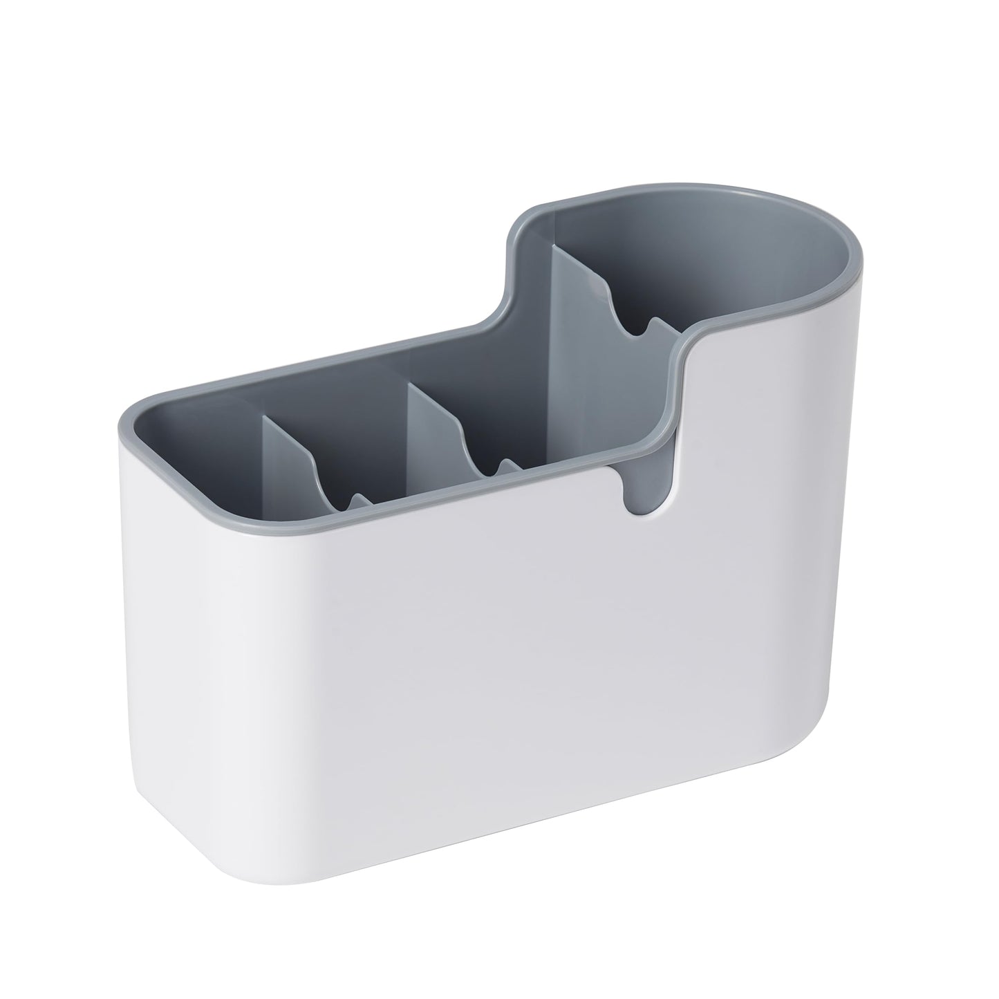Amazon Basics Countertop & Wall Organization for Utensils, Space-Saving, Divided Compartments, White & Grey