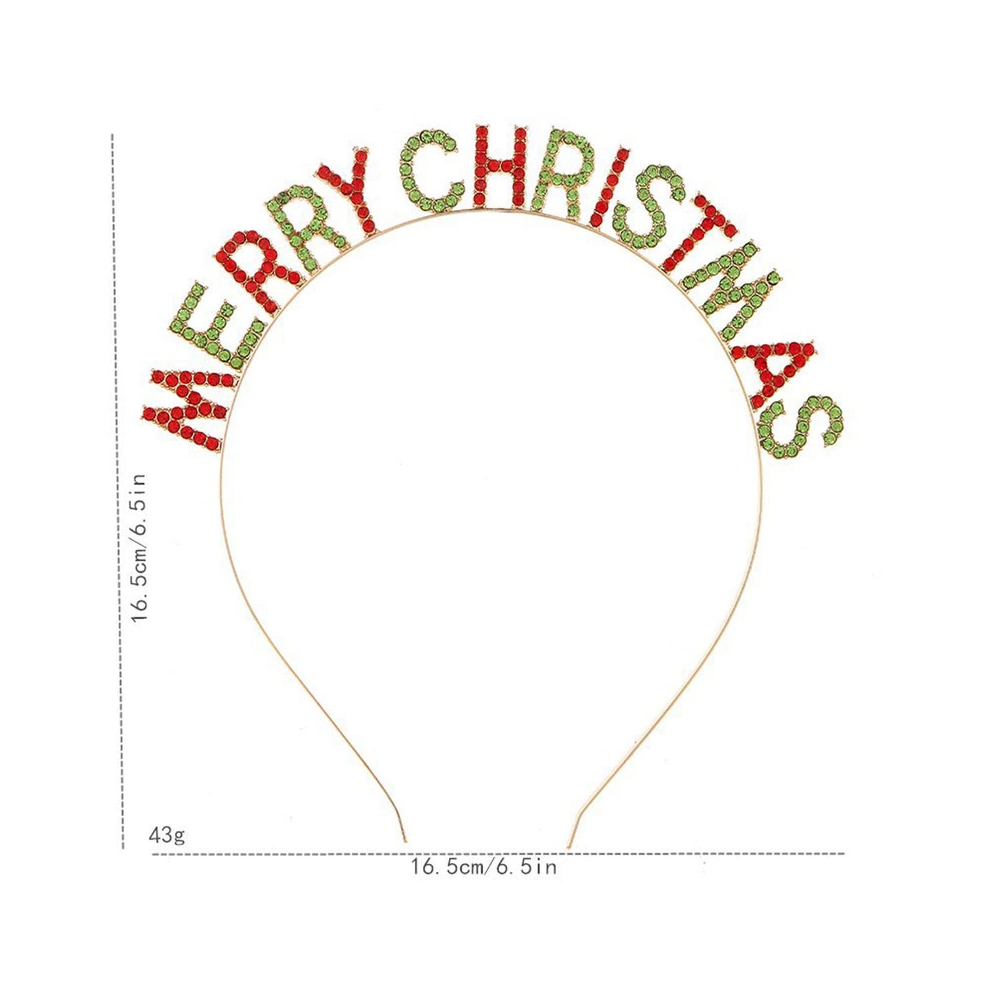 Soochat Merry Christmas Rhinestone Headbands, Xmas Crystal Hair Hoops Christmas Party Headdress Hair Accessory for Women Girls, Multicolor, 6.5Inch-6.5 Inch