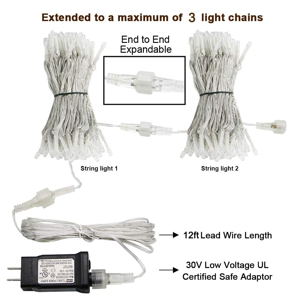 HEYFUNi 304 LED Curtain Lights Outdoor, 9.8Ft*9.8Ft Hanging String Lights Plug in with 8 Modes, Connectable Curtain Fairy Lights for Bedroom, Dorm, Christmas, Wall, Backdrop, Wedding Decor, White