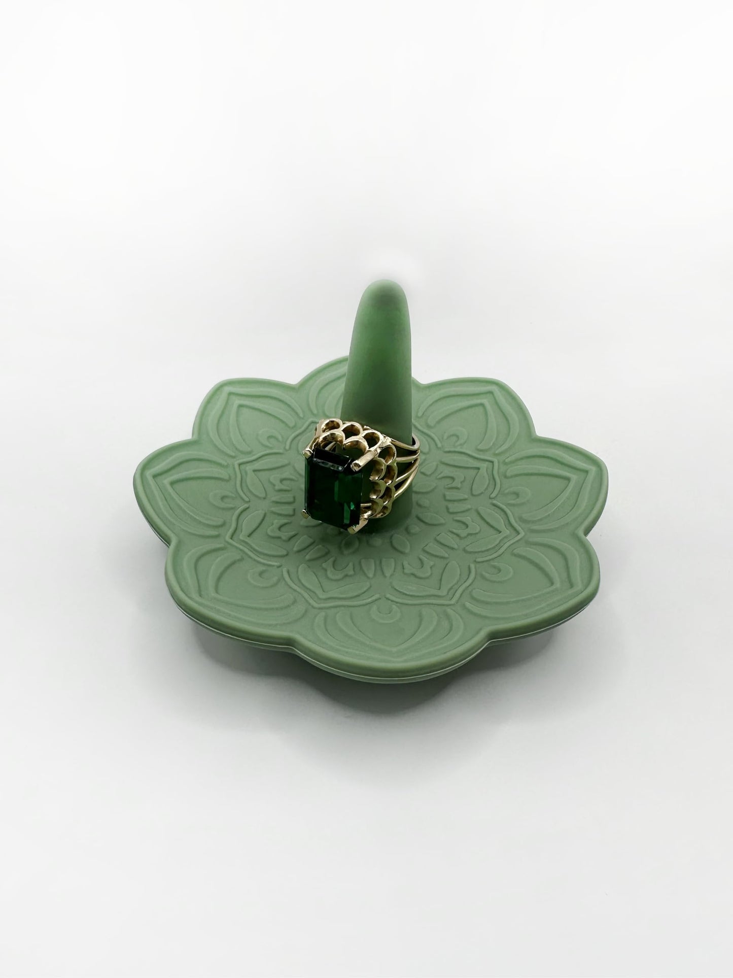 LEMae Ring Thing - Silicone Ring Holder Dish/Trinket Tray with Suction for Next to Sink, Jewelry Stroage, Mandala, Home Decor, Engagment Wedding Birthday Mothers Day Gifts for Women Her (Sage)