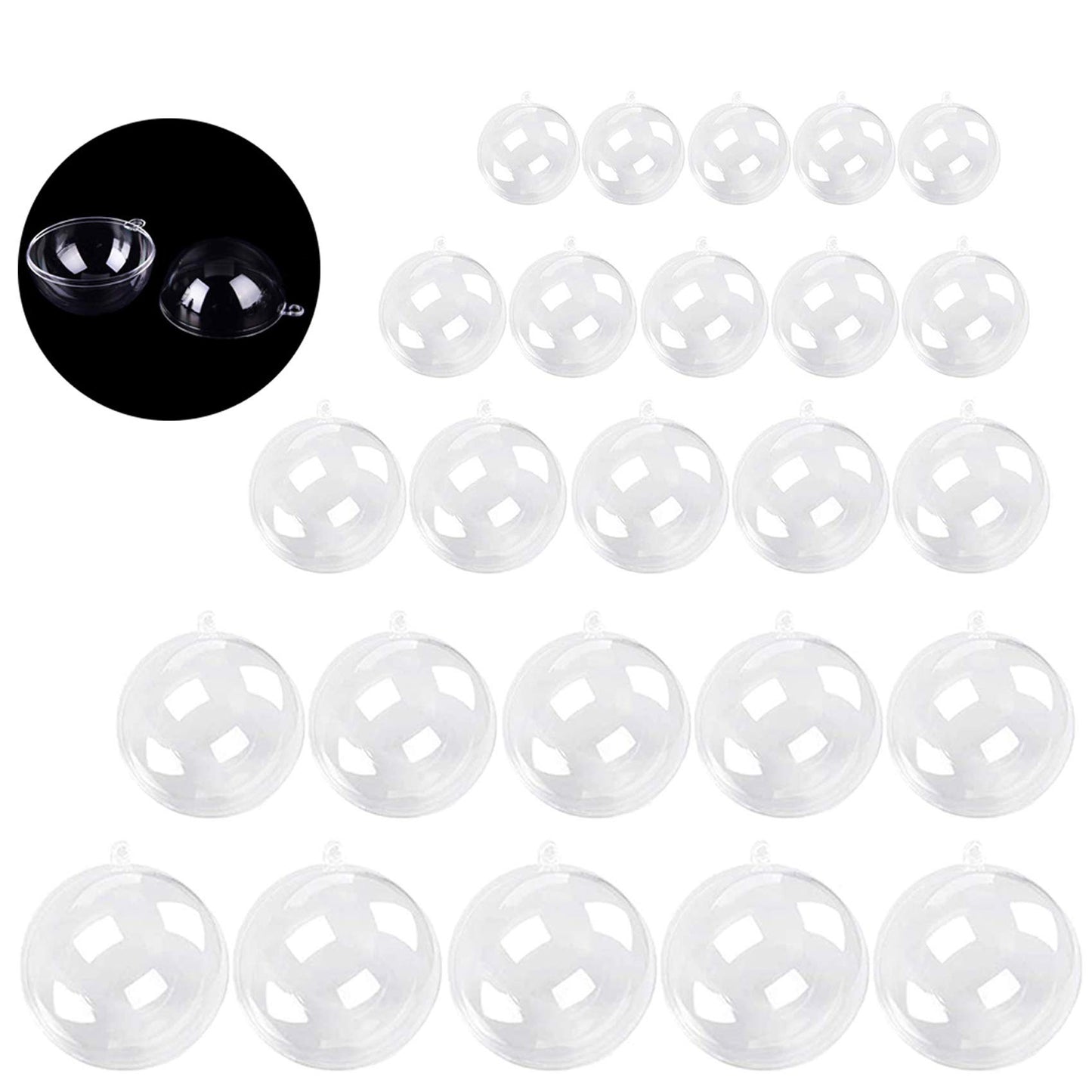 UCSAJI 25PCS Plastic Christmas Ball Ornaments, Clear Shatterproof Xmas Tree Balls, Hanging Ornament for Home Decoration