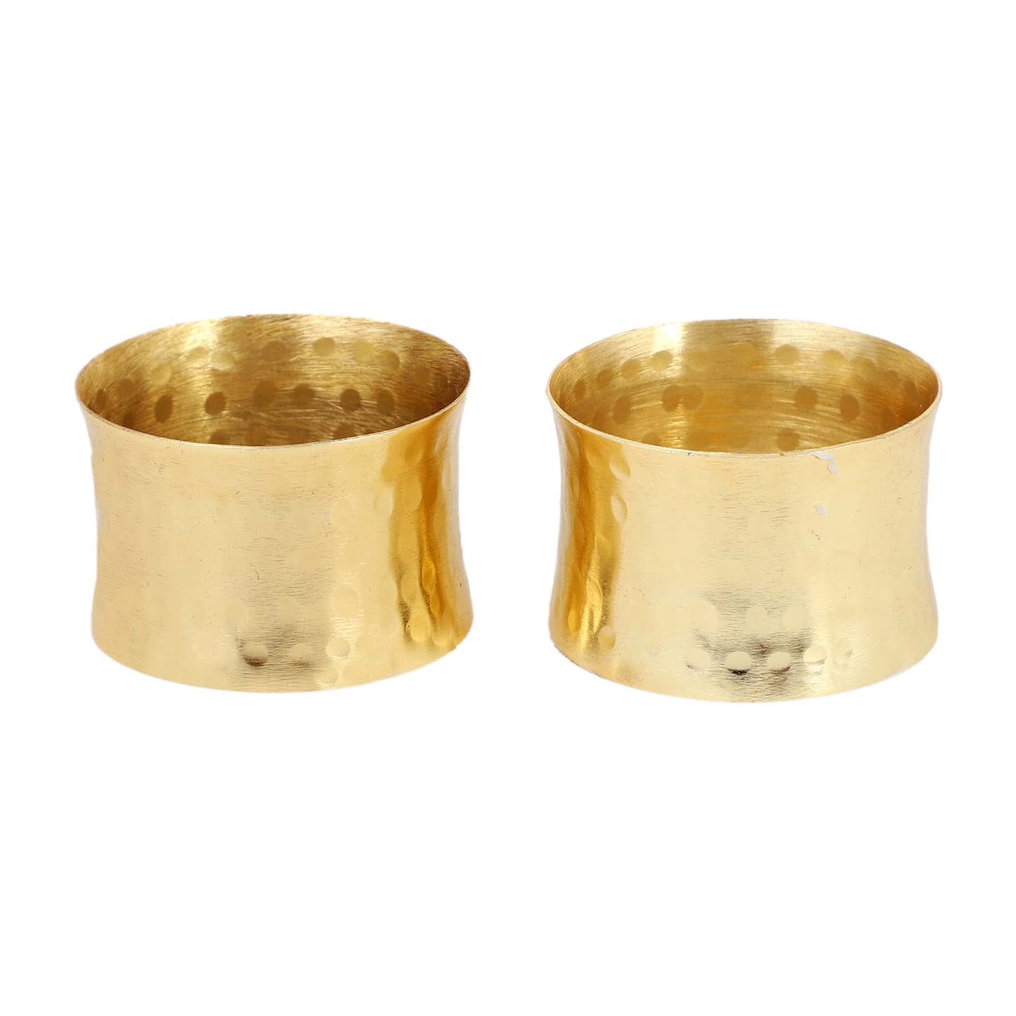 ITOS365 Handmade Round Hammered Golden Napkin Rings Holder for Dinning Table Parties Everyday, Set of 12