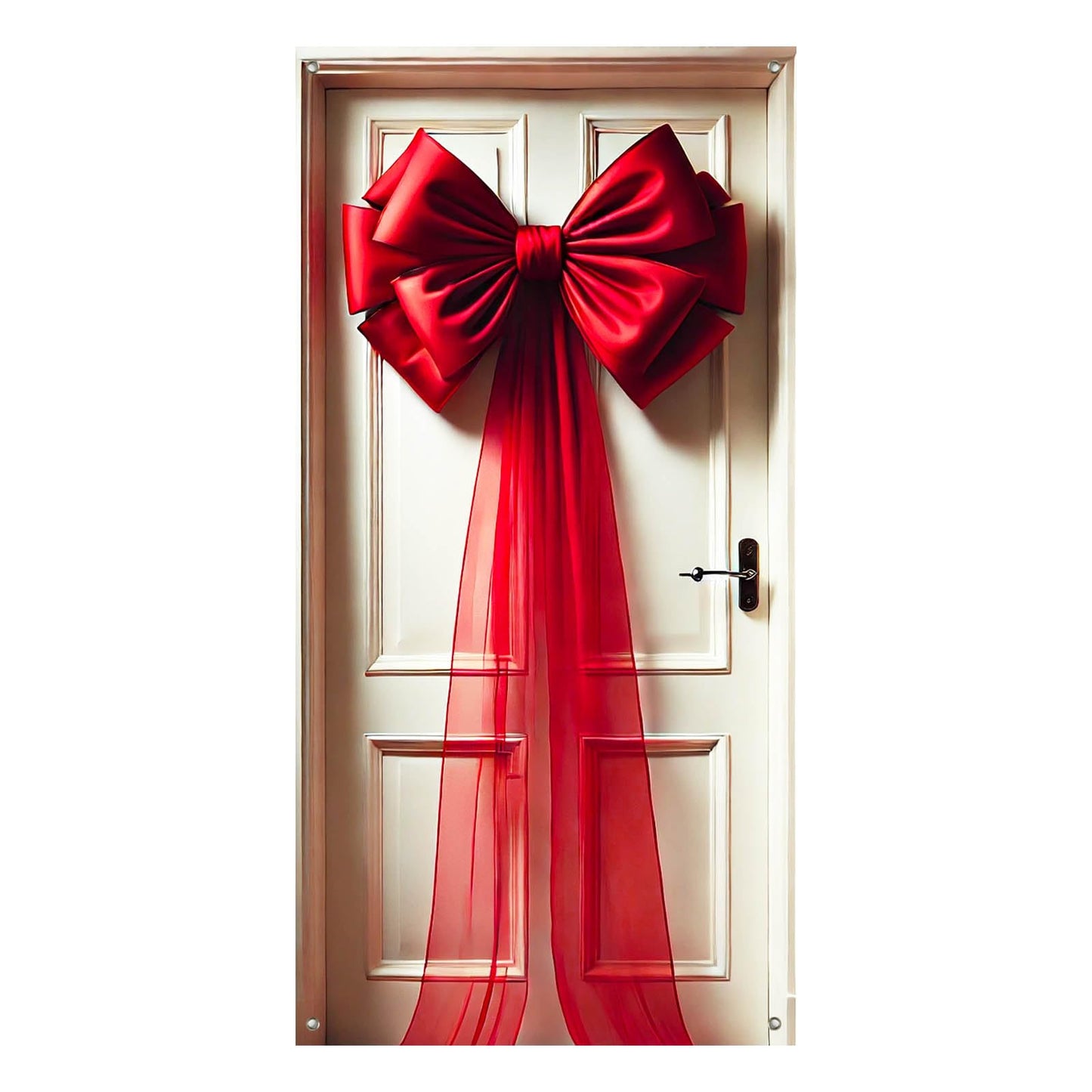 BlissYard Giant Red Bow Christmas Door Cover 35x71 Inch Holiday Entry Banner for Front Door Indoor Outdoor Winter Backdrop Wall Hanging Décor