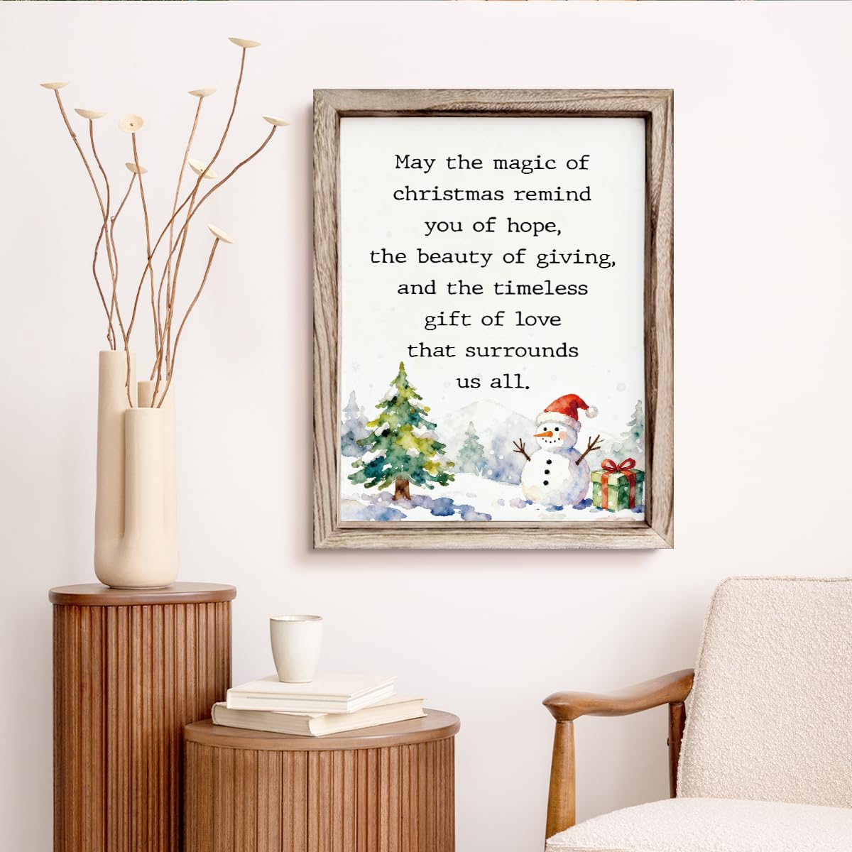 Christmas Decor, Inspirational Christmas Quote Wood Sign, Snowman Decors, Xmas Tree Home Party Decor, Wall Decors Art, Xmas Gift for Women Men, Framed Wall Plaque Sign 38 * 29 inches