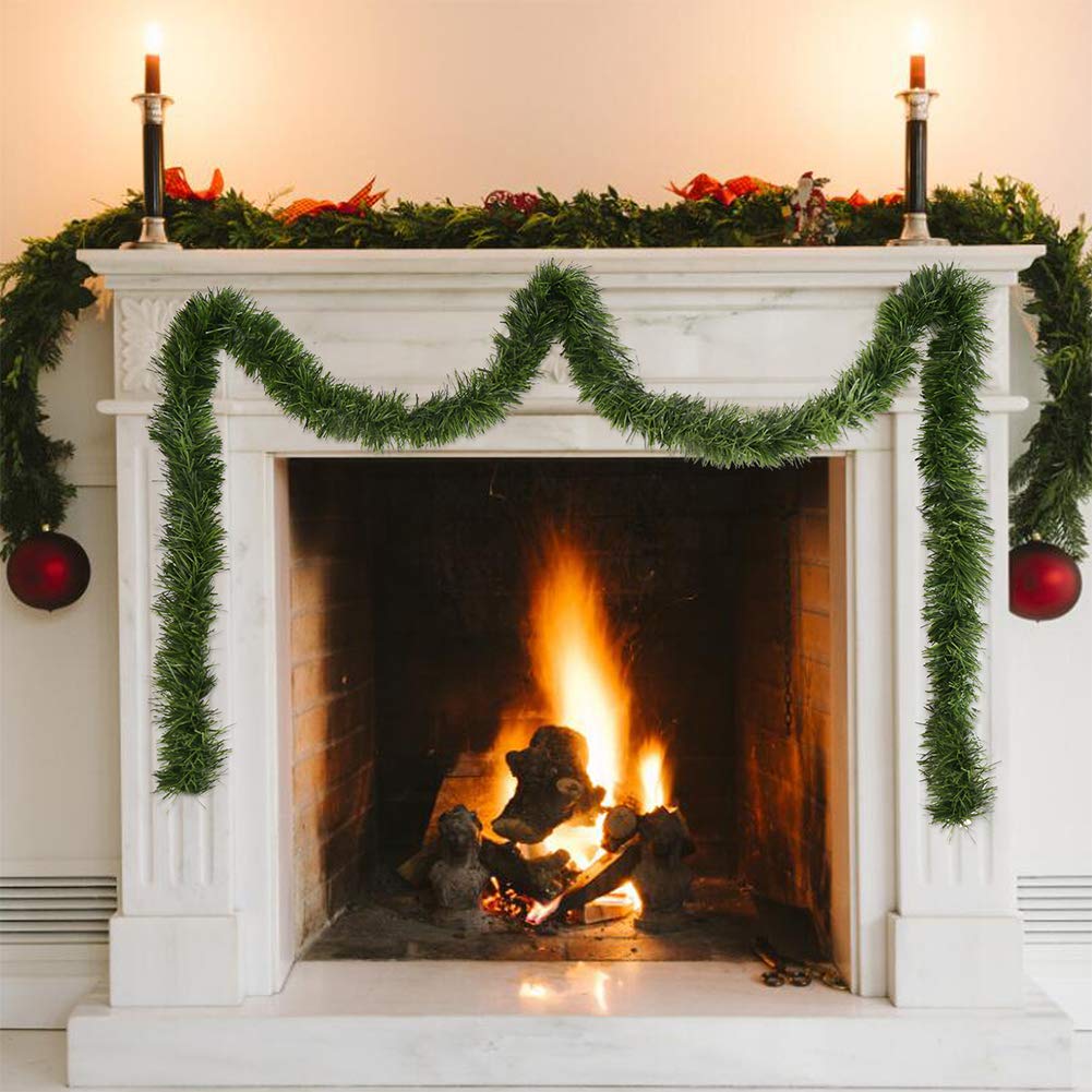CCINEE 33ft Artificial Pine Garland, Green with, Perfect for Christmas Decor, Home Decor, Wedding, and More
