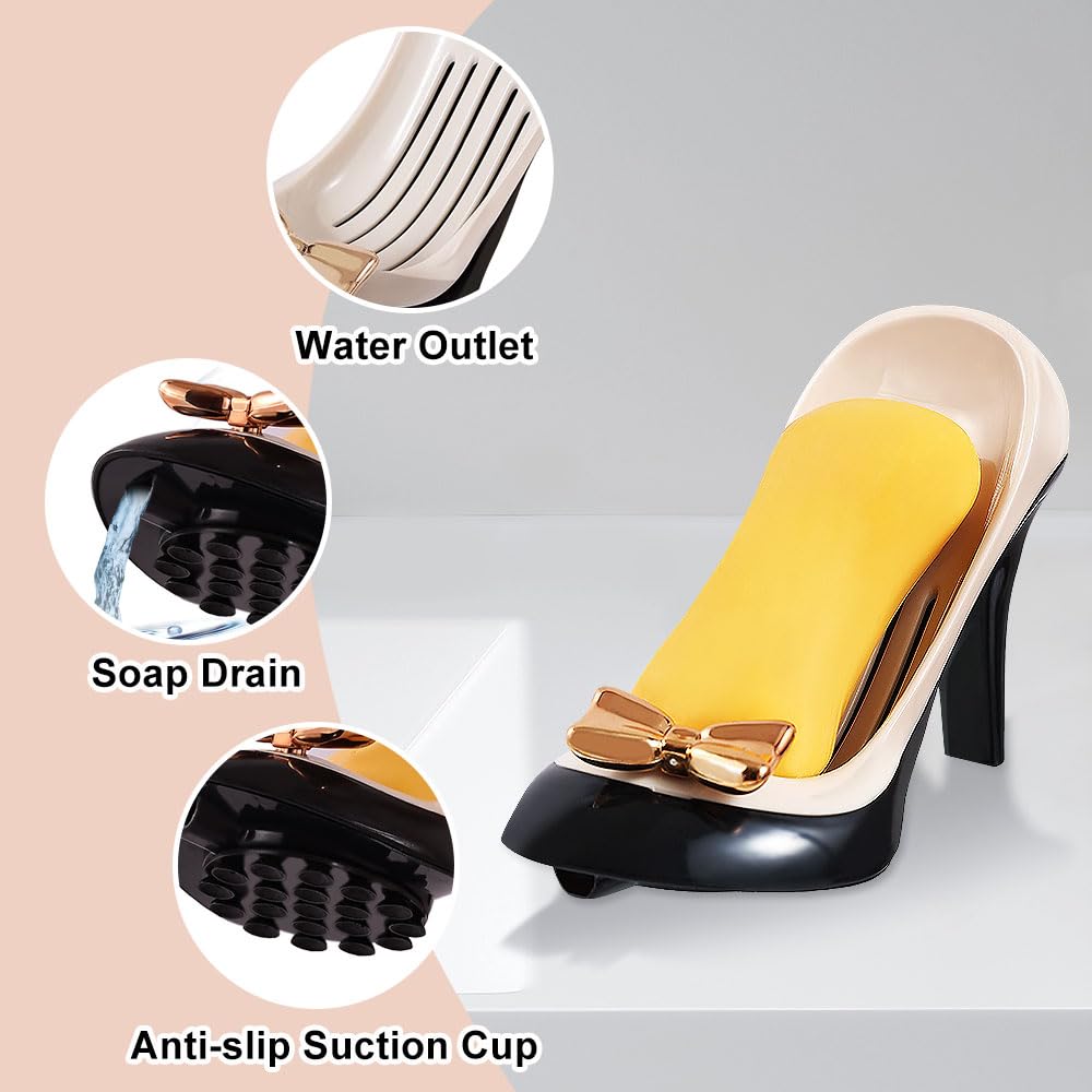 Cute High Heels Plastic Soap Holders, Shower Foam Soap Holder Dish for Bar Soap Rack, Sponge Holder for Kitchen, Sink Hand Soap Holder for Bathroom (Green)