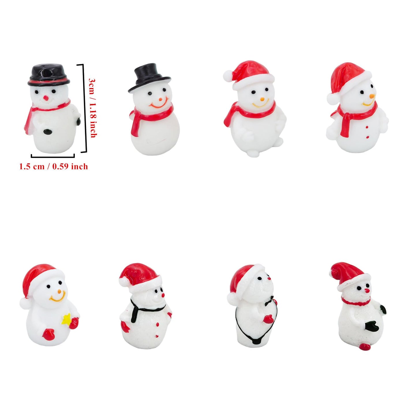 Goodma Mini Snowman Figurines Christmas Theme Resin Miniature Fairy Garden Dollhouse Decoration Ornaments DIY Kit - 40 Pieces