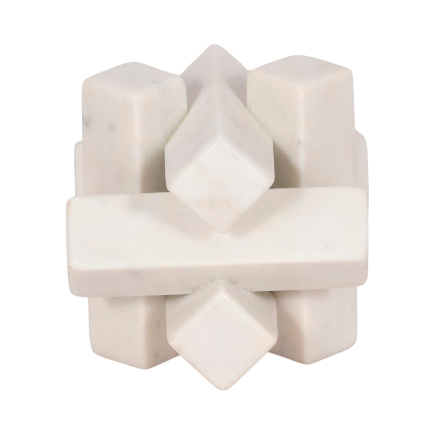 Sagebrook Home 4-Inch White Marble Geometric Orb