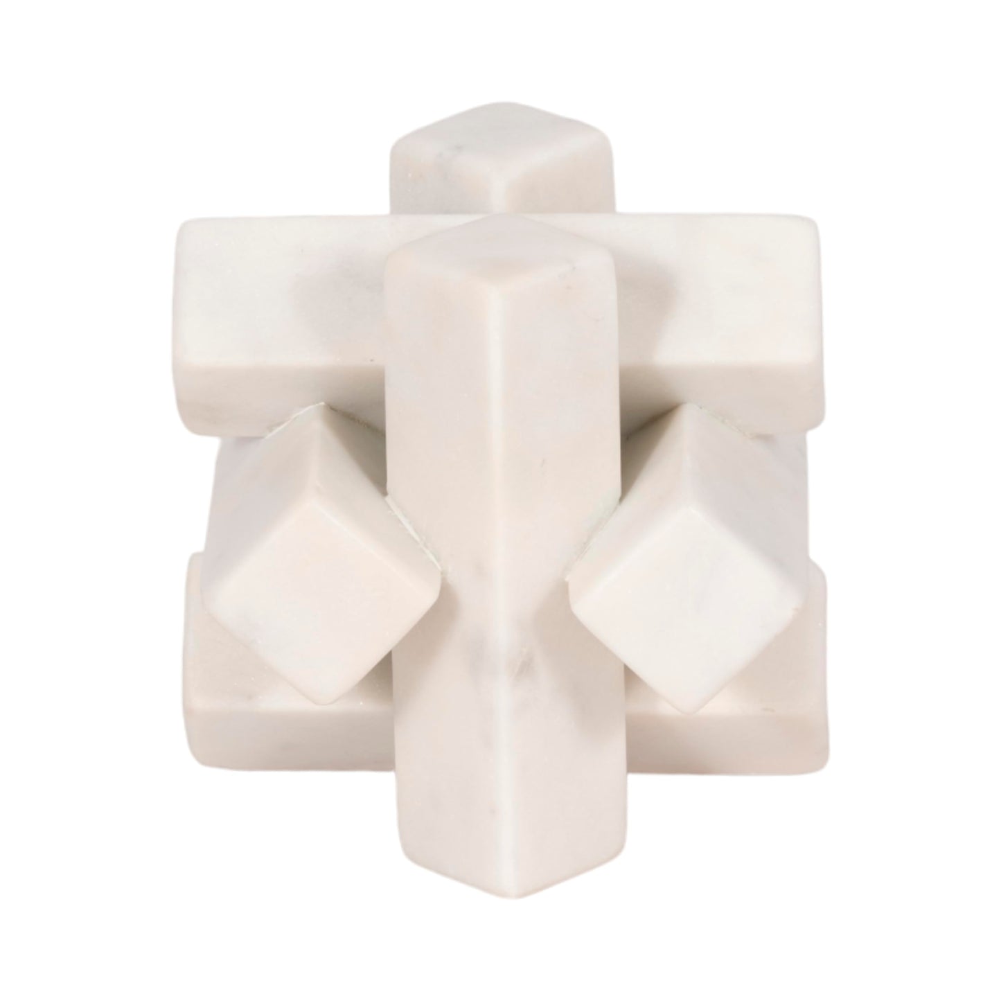 Sagebrook Home 4-Inch White Marble Geometric Orb