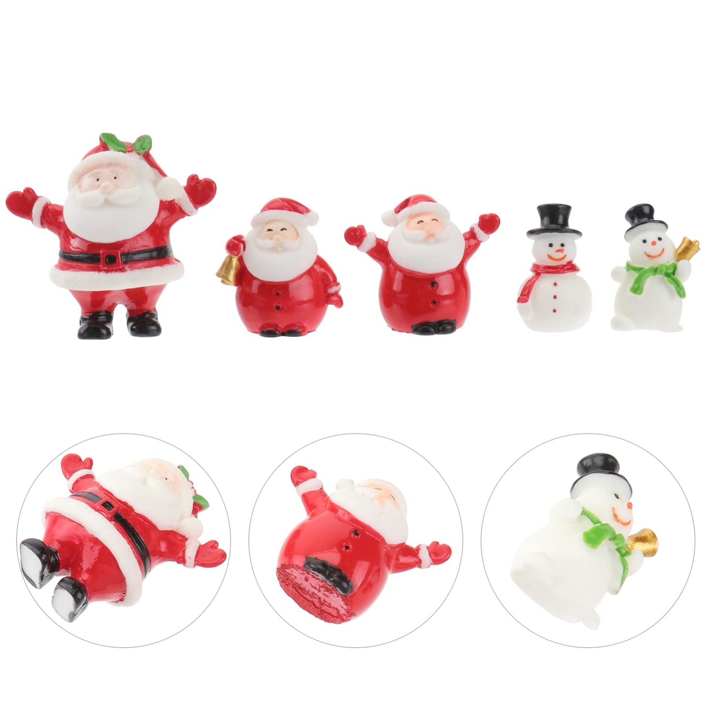 Happyyami 10 Pcs Santa Claus Resin Miniature Ornaments, Christmas Desktop Decorations for Home Office, for Holiday Decor and Children