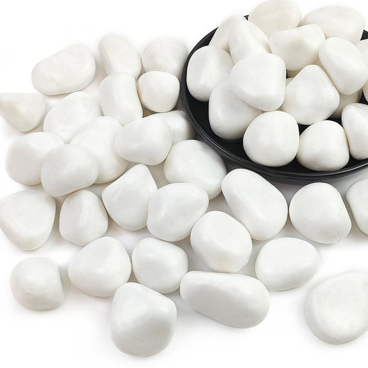 SHIZWU 10lbs White Rocks for Landscaping,1-2 Inch Decorative Pebbles for Plants,River Rocks for Backyard,Flower Beds, Indoor Fountains, Paths, Aquarium Vase,Outdoor Garden