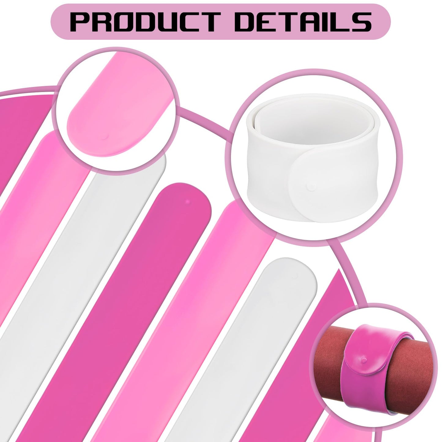 Charniol 12 Pieces Wrapping Paper Roll Holder Holiday Flip Wraps Silicone Covered Metal Strips Flip 1 x 9 Inch Stabilizer Slap Band for Poster Gift Paper Vinyl Storage Organize (Rose Red,Pink,White)