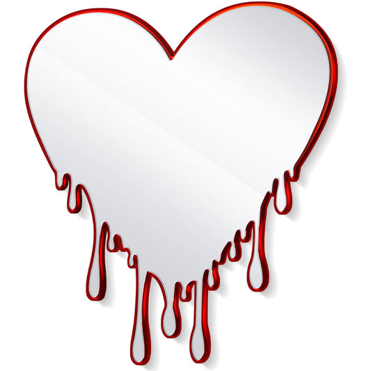 Yulejo Acrylic Heart Mirror Decoration Melting Mirror Wall Heart Dripping Decoration for Home Decor Gifts for Women, Red