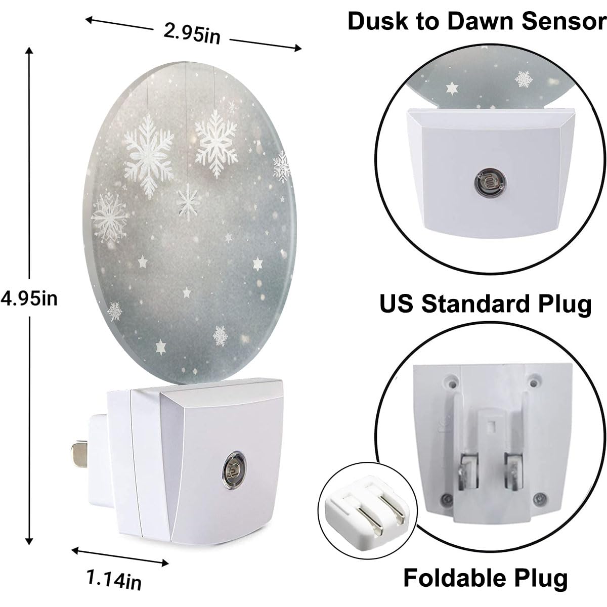 Olikked Plug-in Winter Wonder Snowflake Scene Night Light Snowy Landscape Nightlight with Dusk to Dawn Sensor, Auto On/Off 0.5W Energy-Saving LED Lighting for Men Women Boys Girls Gift